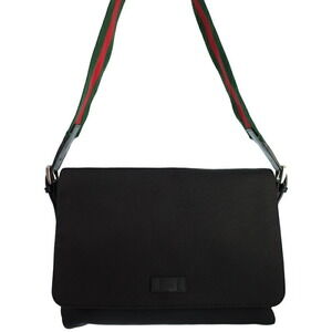 Gucci Web Stripe Messenger Crossbody Bag Black